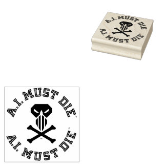 A.I. Must Die™ Logo (College Font) Rubber Stamp