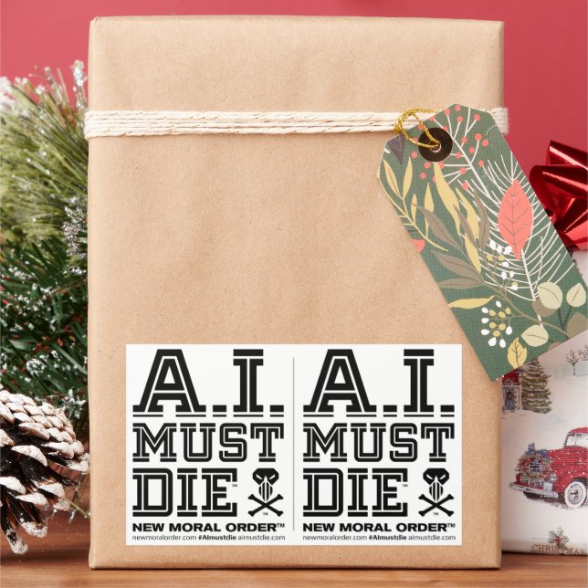 A.I. Must Die™ Logo (College Font) Stickers (Holiday)