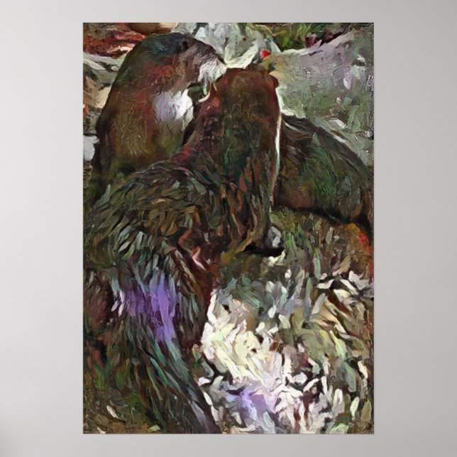 A.I. Otters playing whimsical fun Poster (Front)