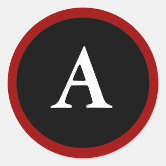 A : Initial A Letter A Red, White & Black Sticker