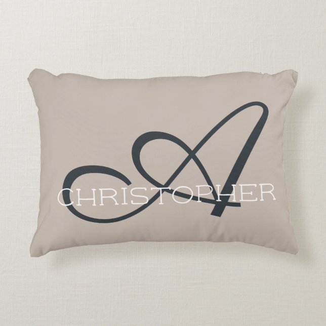 A Initial Personalised Name Tan Monogram Decorative Cushion (Front)
