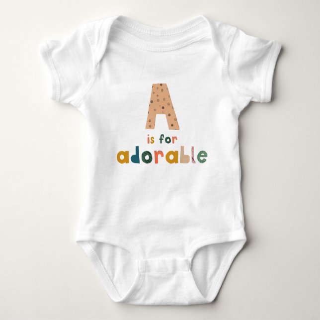 A is for Adorable 1-piece Baby Outfit Bodysuit (Front)