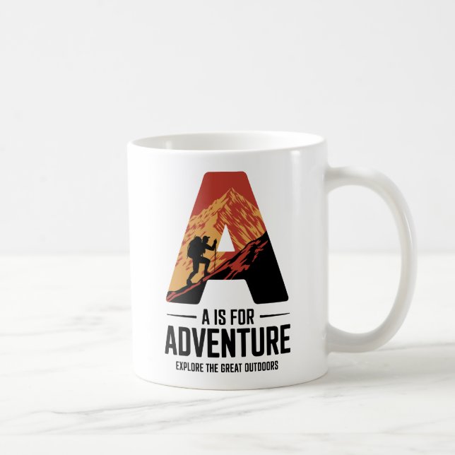 A Is for Adventure Hiking Mountain Design Coffee Mug (Right)