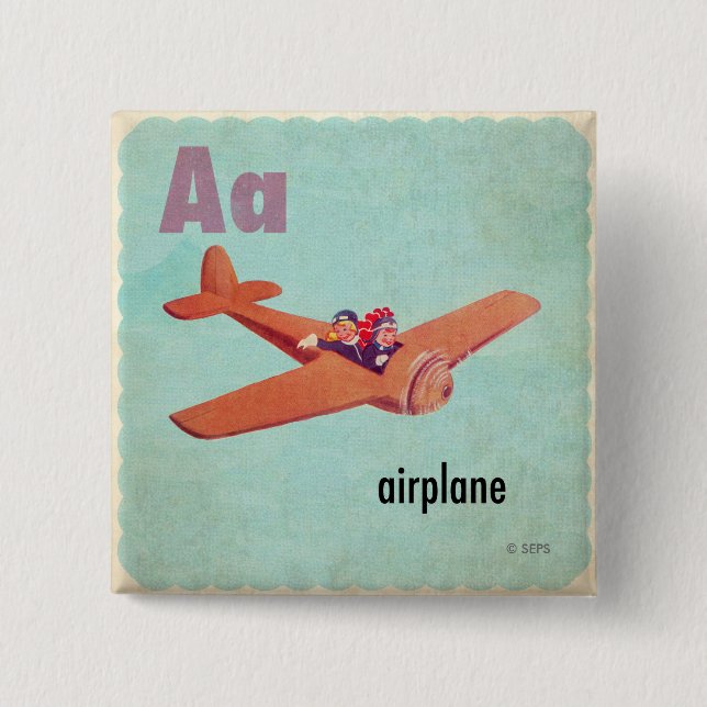 A is for Aeroplane 15 Cm Square Badge (Front)