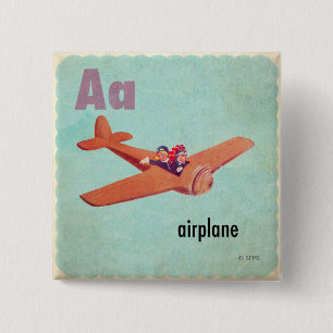 A is for Aeroplane 15 Cm Square Badge