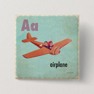 A is for Aeroplane 15 Cm Square Badge