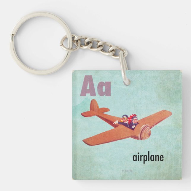 A is for Aeroplane Key Ring (Front)