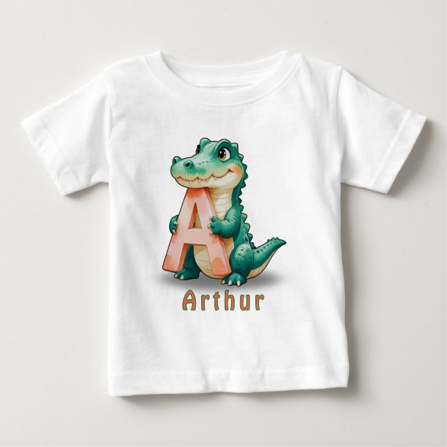 A is for Alligator – Custom Baby T-Shirt with Name (Front)