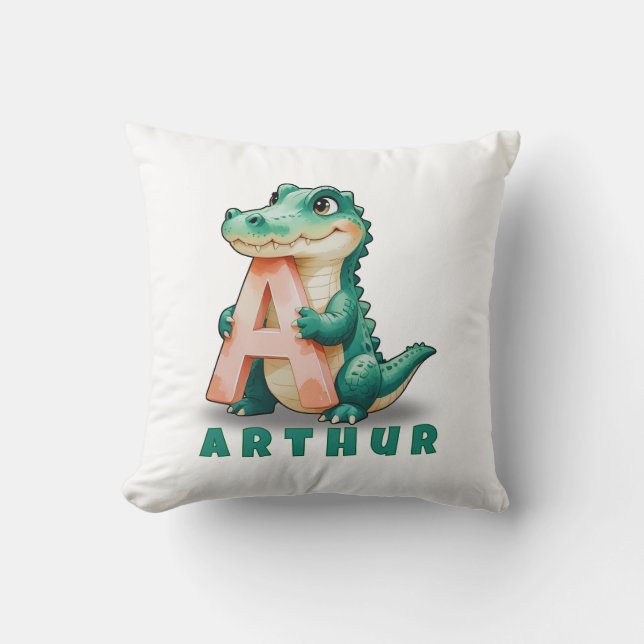 A is for Alligator – Personalised Baby Name Pillow (Front)