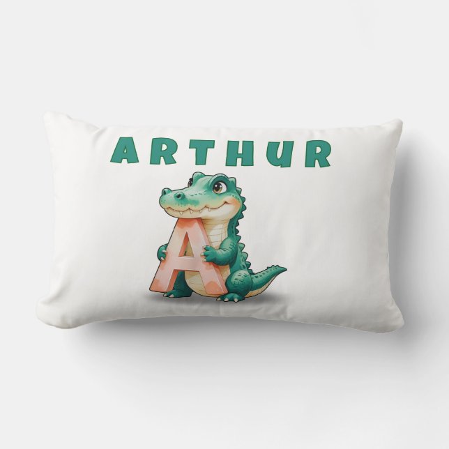 A is for Alligator – Personalised Baby Name Pillow (Front)