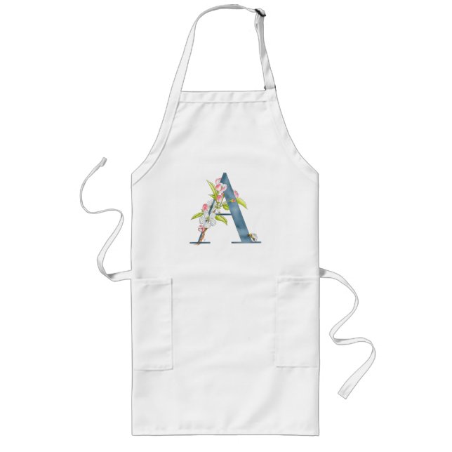 A is for Apple blossom, A initial Long Apron (Front)