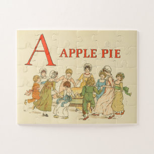 A Is For Apple Pie Vintage Restored Kids Jigsaw Puzzle