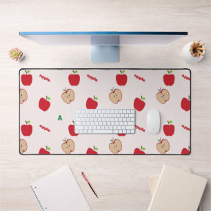 A is for apple pink desk mat