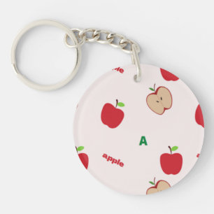 A is for apple pink key ring