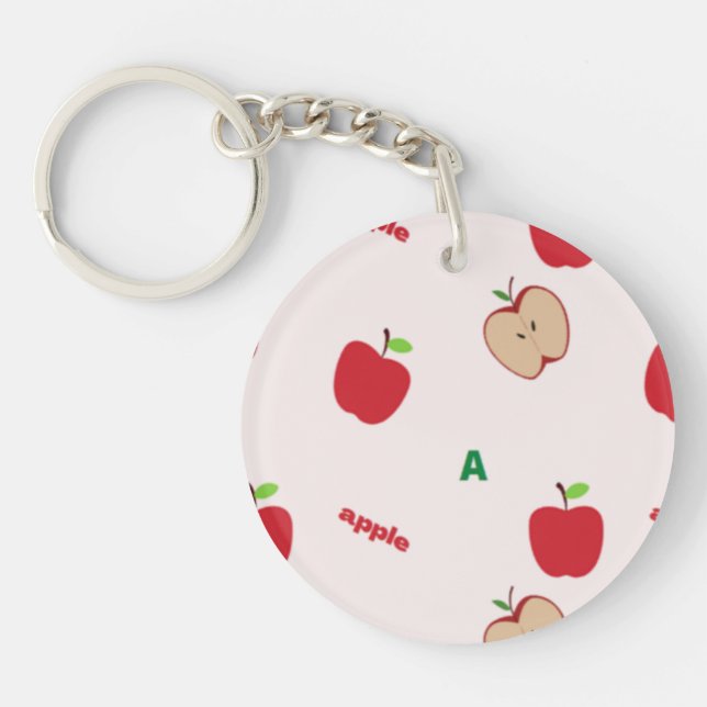 A is for apple pink key ring (Front)