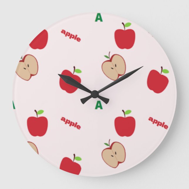 A is for apple pink large clock (Front)