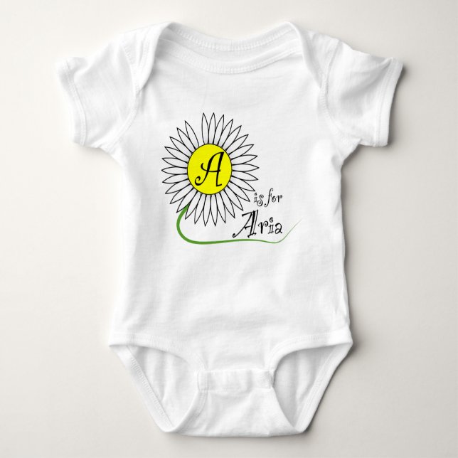 A is for Aria Daisy Baby Bodysuit (Front)