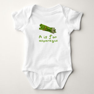 A is for ASPARAGUS Green Veggie Alphabet A Baby Bodysuit