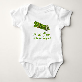 A is for ASPARAGUS Green Veggie Alphabet A Baby Bodysuit