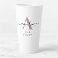 A is for Auntie Elegant Script Monogram Mauve