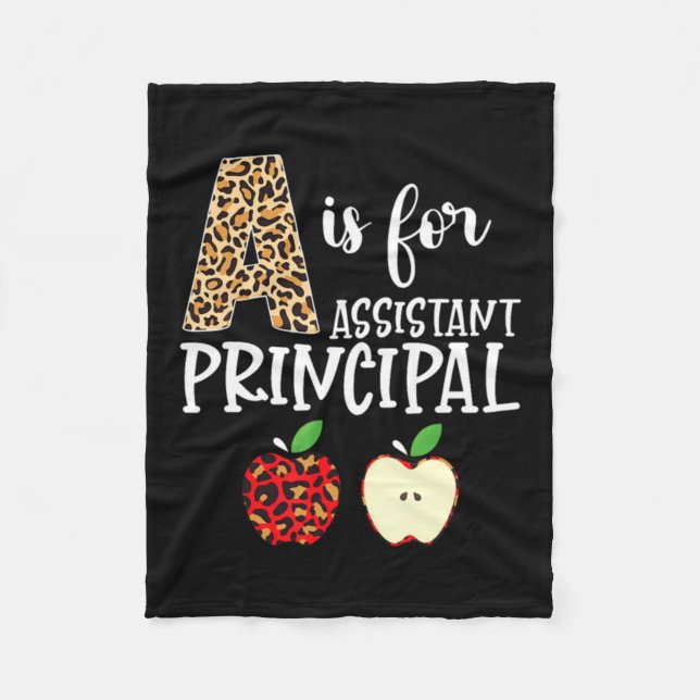 A Is For Istant Principal Leopard Print Apple Back Fleece Blanket (Front)