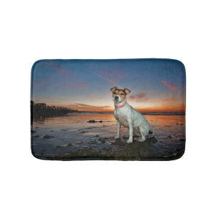 A Jack Russell Sitting Beach   Brighton Beach Bath Mat