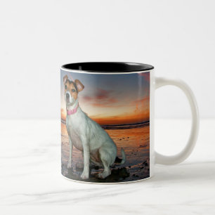A Jack Russell Sitting Beach Brighton Beach Two-Tone Coffee Mug