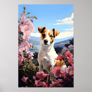 A Jack Russell Terrier's Floral Haven Poster