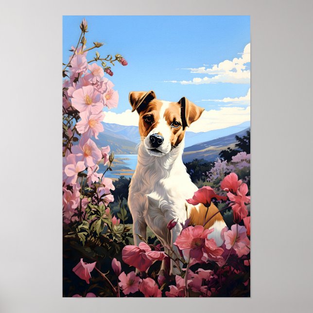 A Jack Russell Terrier's Floral Haven Poster (Front)