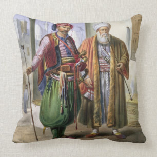 A Janissary and a Merchant in Cairo, illustration Cushion