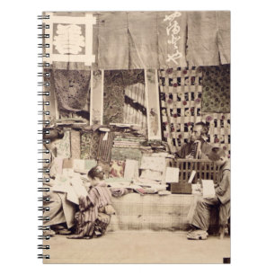 A Japanese cloth store, c.1890 (hand coloured phot Notebook