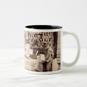 A Japanese cloth store, c.1890 (hand coloured phot Two-Tone Coffee Mug