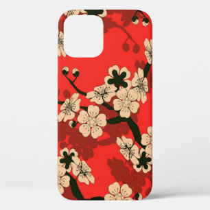 a Japanese style seamless tile with a cherry tree iPhone 12 Case