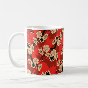 a Japanese style seamless tile with a cherry tree Coffee Mug