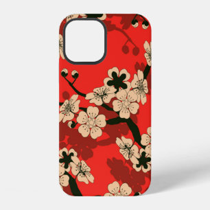 a Japanese style seamless tile with a cherry tree iPhone 12 Case