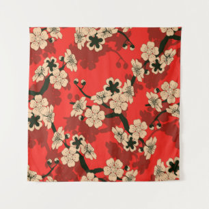 a Japanese style seamless tile with a cherry tree Tapestry