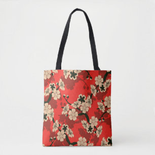 a Japanese style seamless tile with a cherry tree  Tote Bag