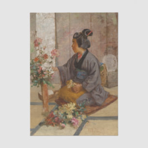 A Japanese Woman Arranging Flowers by John Arter Tissue Paper
