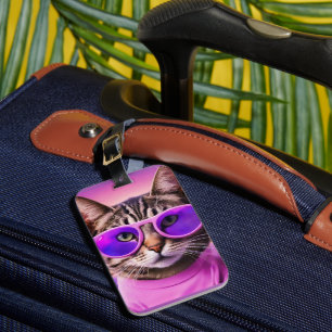  A jazzy cat in  lavender field  Luggage Tag