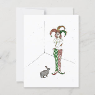 A jester and a rabbit postcard