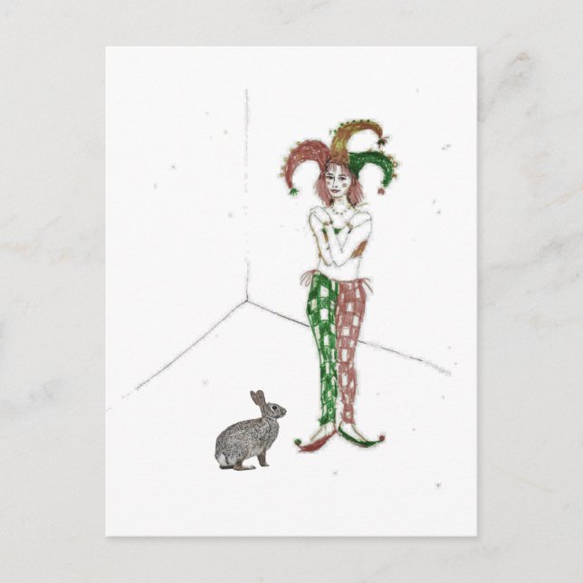 A jester and a rabbit  postcard (Front)