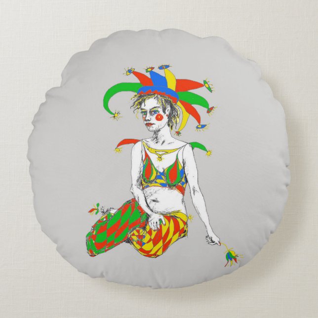 A jester round cushion (Front)