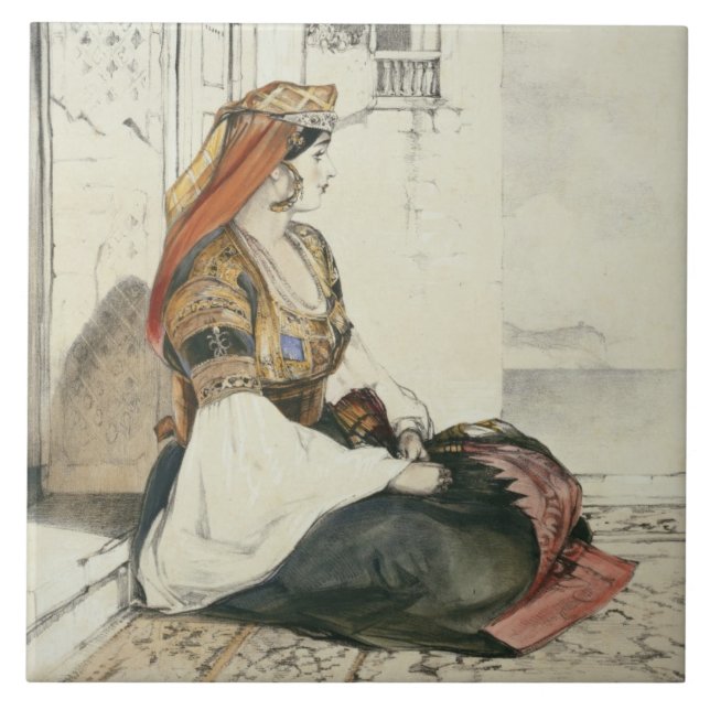 A Jewish Woman of Gibraltar, from 'Sketches of Spa Tile (Front)