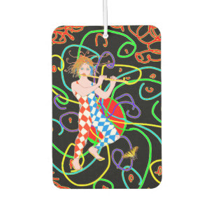 A joker playing flute car air freshener