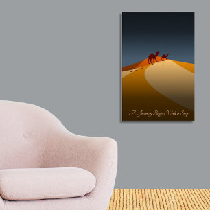 A Journey Begins With A Step, Orange & Blue Desert Poster