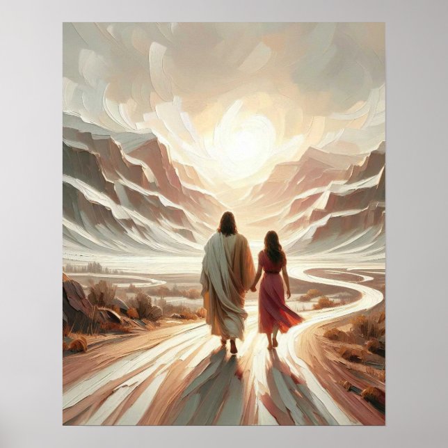 A Journey of Faith, Christian Art, Jesus Walking  Poster (Front)