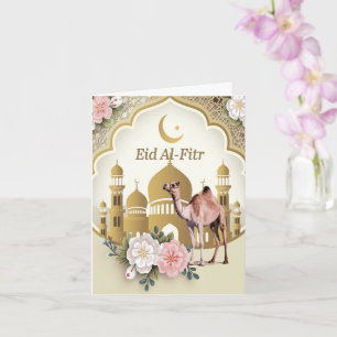 A Journey of Faith with Camels Eid Mubarak Card
