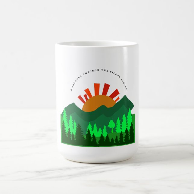 A Journey Through the Silent Slopes Retro Mountain Coffee Mug (Center)