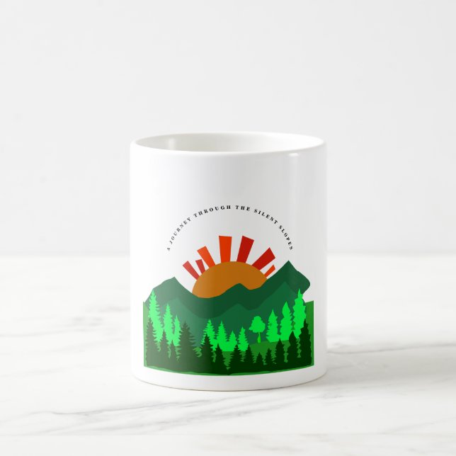 A Journey Through the Silent Slopes Retro Mountain Coffee Mug (Center)