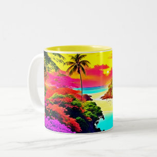 A Journey to Exotic Serenity: Tropical Paradise Two-Tone Coffee Mug
